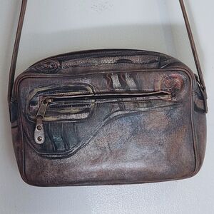 Elegant Bluish-Gray and Tan Crossbody Bag